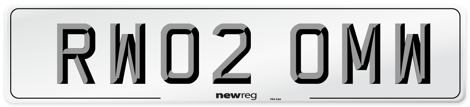 RW02 OMW Number Plate from New Reg